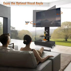 Meuble TV pour téléviseurs de 32 à 75 pouces, Chariot TV mobile à hauteur réglable avec tiroir et roulettes pour salon, chambre, bureaux -ModernLuxe