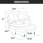 Fauteuil Moderne Rond Avec 5 Coussins Et Pouf Optionnel