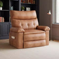 Fauteuil inclinable manuel surdimensionné Acekool, fauteuil de salon en similicuir avec accoudoirs rembourrés, siège large et poche latérale pour salon, chambre, marron