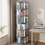 Bibliothèque cylindrique en bois brun à dos ouvert et rotative