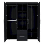 19.8 Armoire quatre portes moderne avec options de rangement multiples et accents métalliques