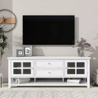 Meuble TV moderne du milieu du siècle TROPOW pour téléviseur de 60 pouces avec espace de rangement multifonctionnel Console multimédia pour salon, chambre et bureau BLANC