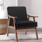 Fauteuil d'appoint de salon avec dossier extra épais, fauteuil à oreilles avec pieds en bois massif pour salle de lecture, chambre à coucher