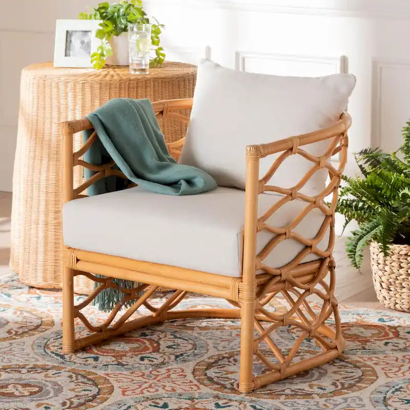 Fauteuil Acelynn Bohème en Rotin Clair Miel