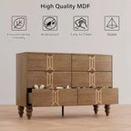 Commode en bois à 6 tiroirs au design vintage, commode moderne à tiroirs profonds pour chambre, salon, entrée