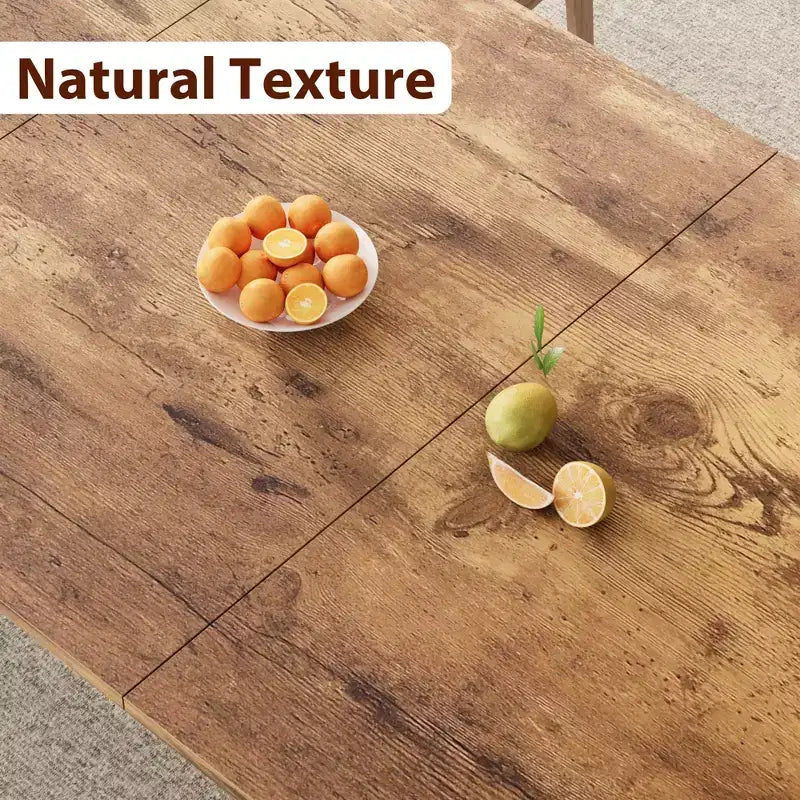 Table de salle à manger industrielle pour 6 à 8 personnes, table de cuisine en bois de 200 cm de long avec cadre en métal robuste et finition marron rustique - 6 places, comptoir rectangulaire
