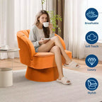 Fauteuil pivotant en velours à 360°, Fauteuil rond moelleux avec assise large et rembourrée, Doux et rembourré pour salon, chambre ou bureau