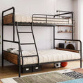 Lit superposé double avec lit inférieur double et barrière de sécurité haute, lits superposés convertibles en métal de taille double pour enfants/adolescents, montage facile, aucun sommier tapissier requis