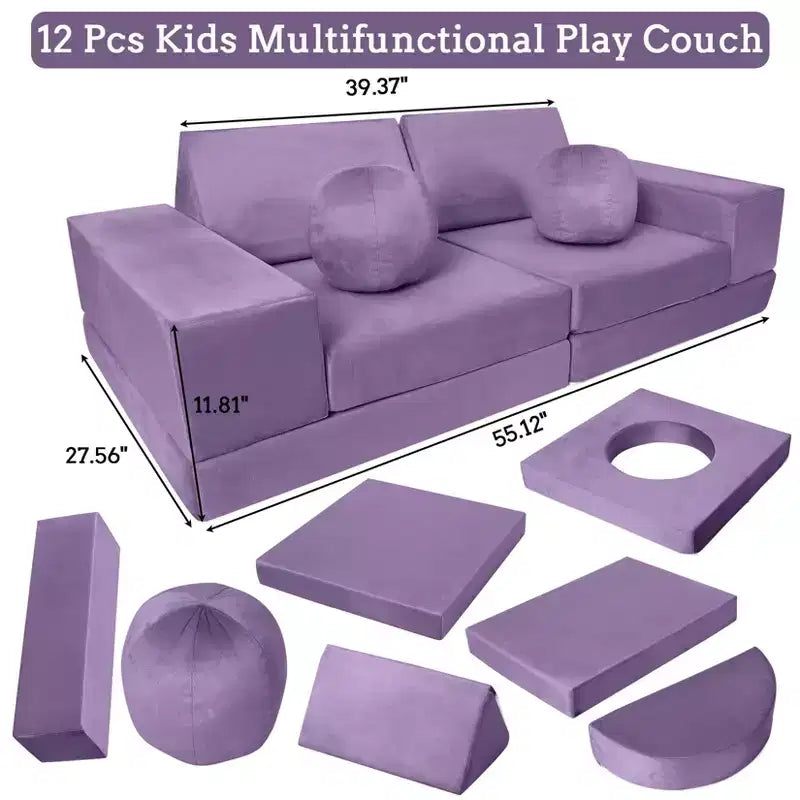 Canapé pour enfants 12 pièces, canapé de jeu modulaire pour enfants pour stimuler la créativité, canapé modulable, mobilier de chambre et de salle de jeux pour tout-petits, pour dormir et lire