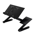 Table pliable portable multifonctionnelle rotative à 360° avec ventilateur et souris, noire