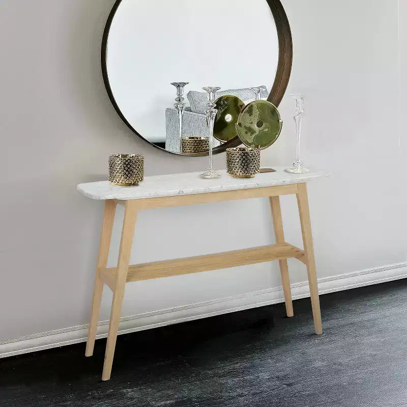 La Console Rectangulaire Bianco Collection Castello 43 en Marbre Blanc de Carrare Italien