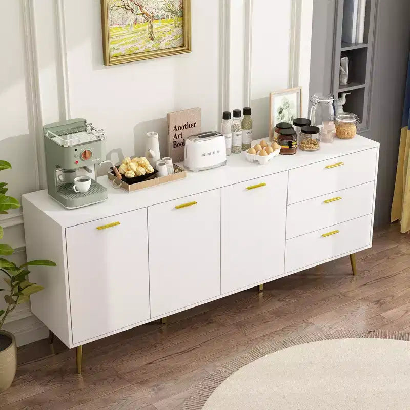 Commode moderne blanche Famapy avec tiroirs - Meuble polyvalent