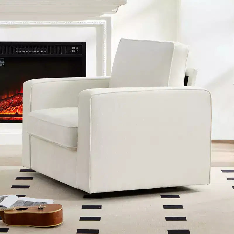 Mjkone Fauteuil pivotant moderne 360°, Fauteuil carré rembourré, Canapé simple confortable en chenille