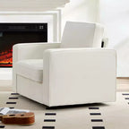 Mjkone Fauteuil pivotant moderne 360°, Fauteuil carré rembourré, Canapé simple confortable en chenille