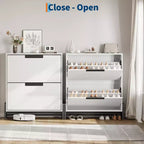 Meuble de rangement pour chaussures à 2 tiroirs basculants – avec pieds en métal, étagère réglable, organisateur de chaussures étroit pour entrée, foyer, couloir, salon