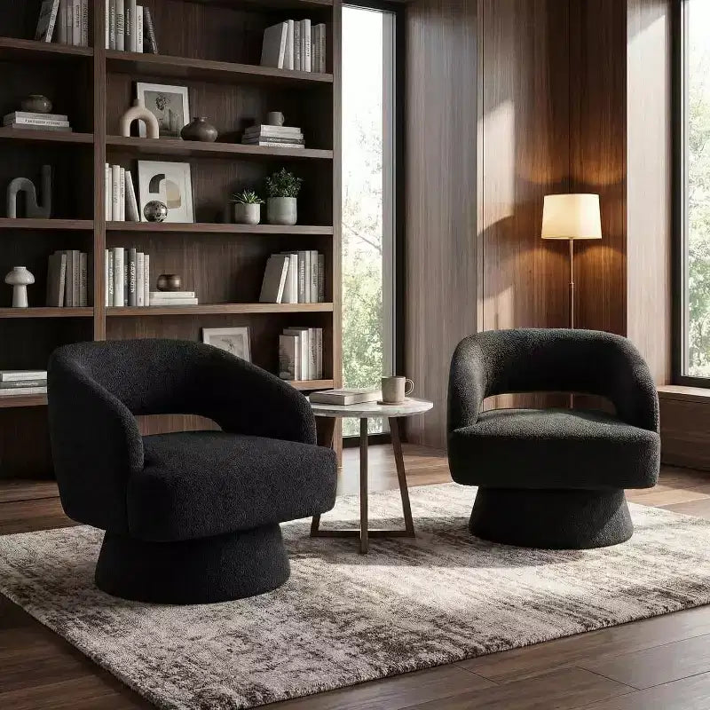 Fauteuil pivotant rond en velours – Fauteuil lounge moderne avec dossier rayé et coussin moelleux, chaise d'appoint élégante pour salon, chambre à coucher