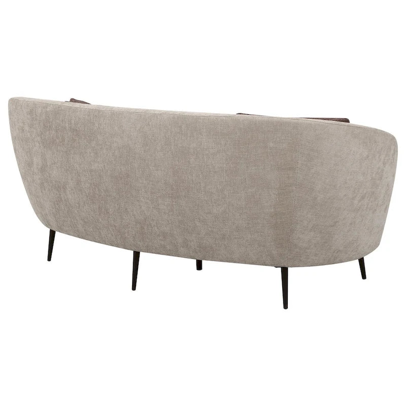 Causeuse incurvée Zui, 84 pouces beige, design rond, 2 coussins décoratifs
