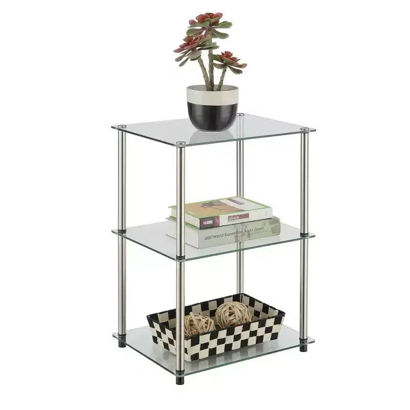 HomeStock Rectangle Glass Table Top End Table 1 -piece