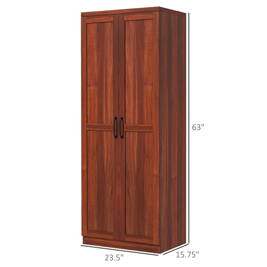 HOMCOM Garde-manger de cuisine 63 pouces à 2 portes, armoire de rangement autoportante avec 5 étagères et 2 étagères réglables pour salle à manger