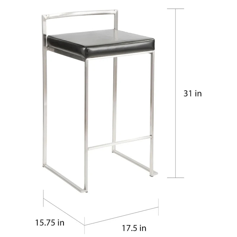 Tabouret de comptoir Silver Orchid Forrest en acier inoxydable empilable et entièrement soudé (lot de 2)