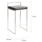 Tabouret de comptoir Silver Orchid Forrest en acier inoxydable empilable et entièrement soudé (lot de 2)