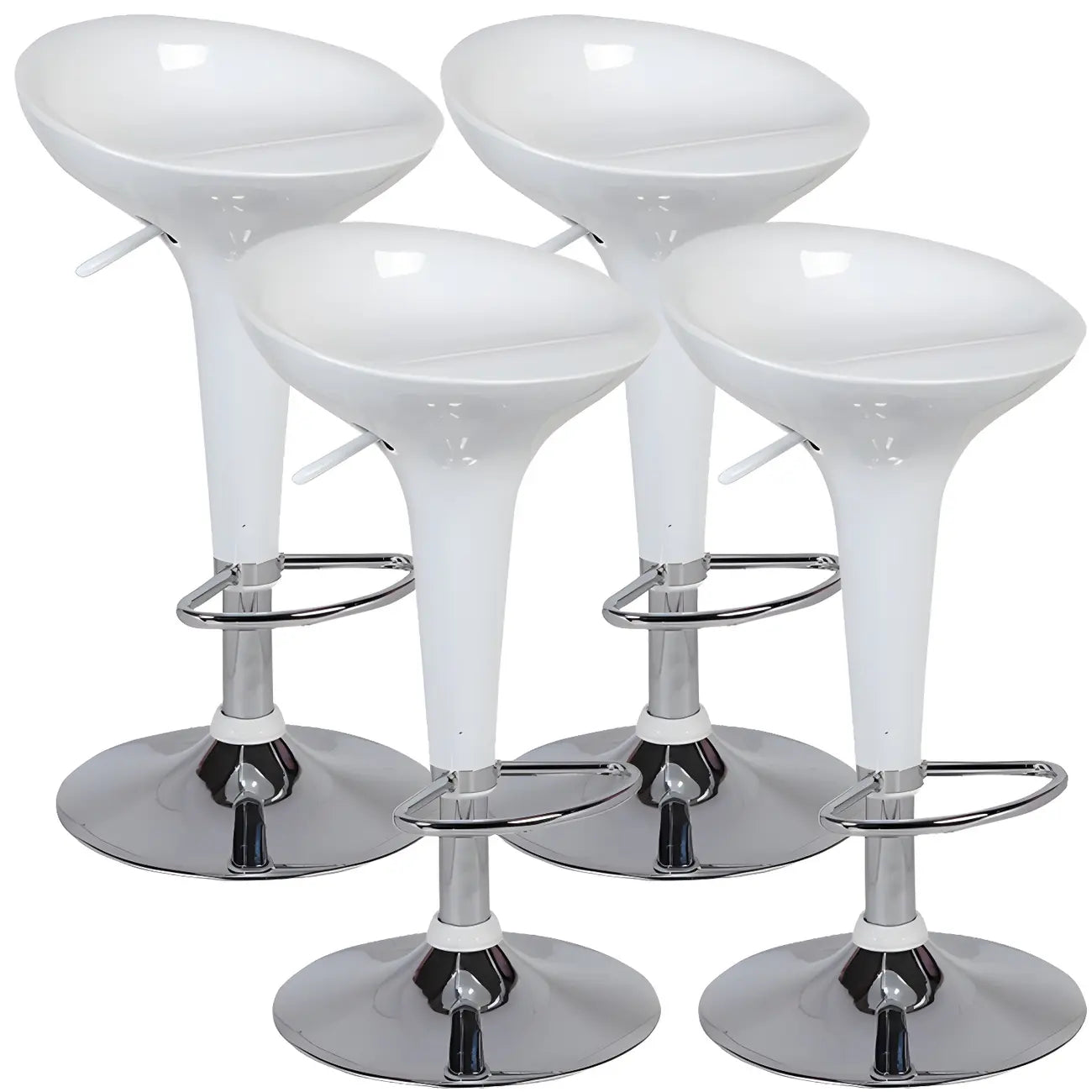 Tabouret de bar pivotant en plastique chromé réglable en hauteur