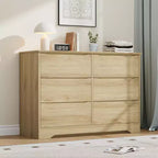 Commode en bois avec 6 tiroirs, commode de rangement longue, meuble de rangement moderne, pour chambre à coucher, salon