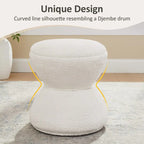 VANOMi Ottoman rembourré Boucle Djembe avec base pivotante, pouf, tabouret de coiffeuse pivotant pour salon, dressing (lot de 2)