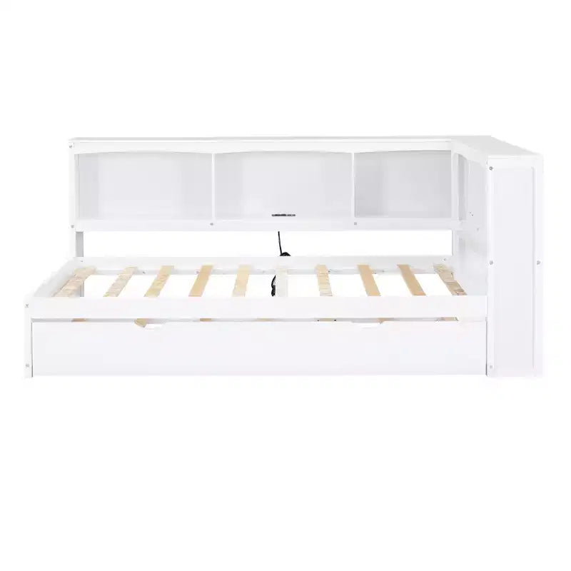 Lit de repos double Whisen Morden Design avec lit gigogne, armoires de rangement et ports USB