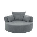 Fauteuil baril accent en chenille, Fauteuil de salon, Fauteuil rond avec base pivotante à 360 degrés et 3 coussins amovibles