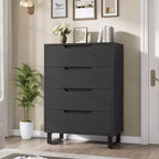 Commode de Chambre à Coucher 4 Tiroirs, Commode Haute de 105 cm, Meuble Tiroir Vertical Autonome avec Rangement, Coffre de Rangement en Bois pour Chambre à Coucher, Couloir, Entrée