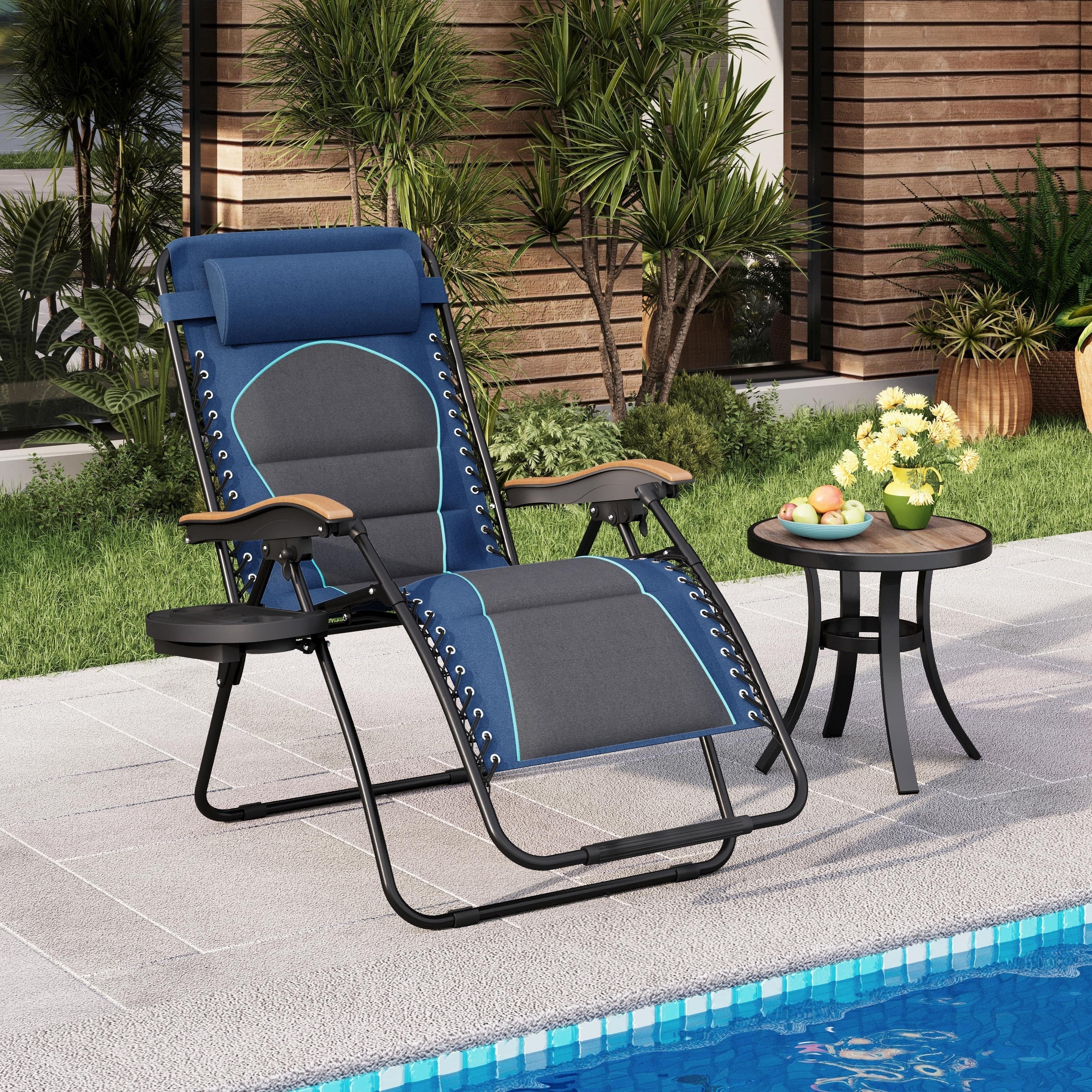 Fauteuil de relaxation zéro gravité XL surdimensionné rembourré avec accoudoirs plus larges et porte-gobelet réglable - N/A