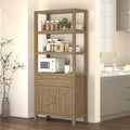 COZONY Bibliothèque moderne avec armoire de rangement, bibliothèque de ferme de 180 cm avec étagères réglables, bibliothèques pour chambre à coucher, salon, maison et bureau