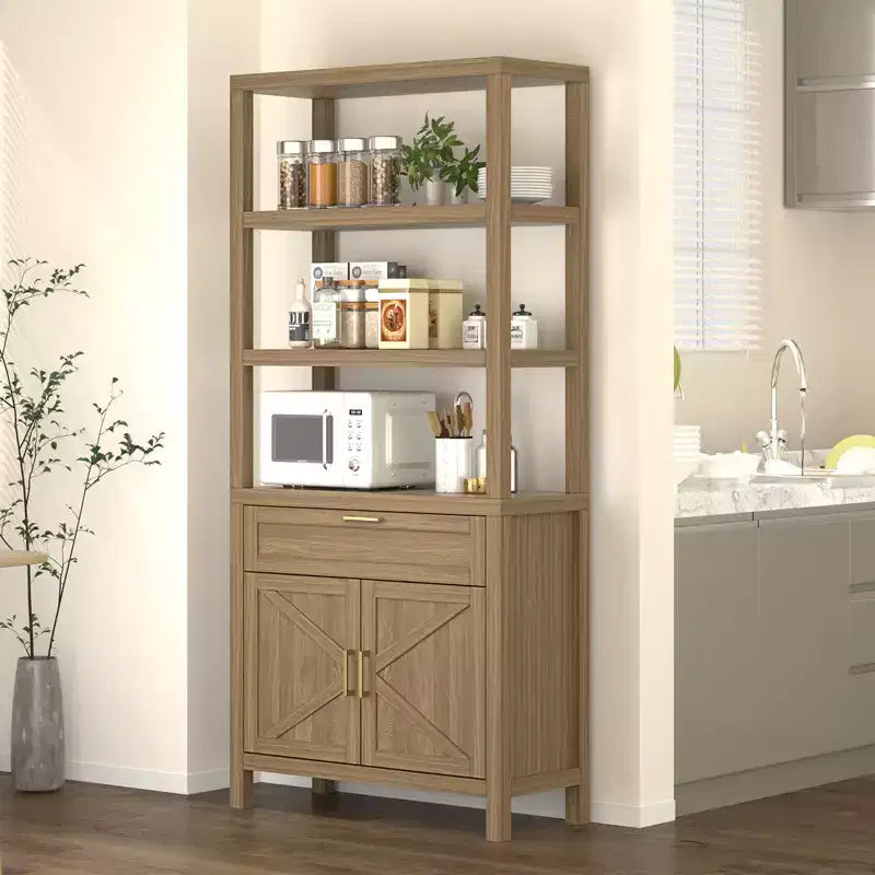 COZONY Bibliothèque moderne avec armoire de rangement, bibliothèque de ferme de 180 cm avec étagères réglables, bibliothèques pour chambre à coucher, salon, maison et bureau
