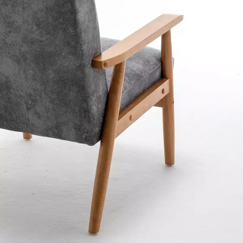 Fauteuil d'appoint Okak 25.38 W avec revêtement confortable, fauteuil de lecture en bois massif de style Mid-Century pour salon, chambre à coucher, salle d'attente
