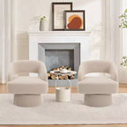 Fauteuil pivotant rond en velours – Fauteuil lounge moderne avec dossier rayé et coussin moelleux, chaise d'appoint élégante pour salon, chambre à coucher