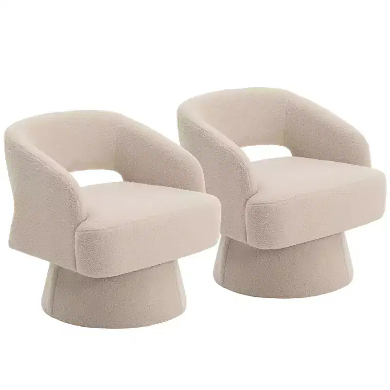 Fauteuil pivotant - Fauteuil moderne rembourré avec dossier rayé et rembourrage moelleux, chaise longue ronde pour salon, chambre à coucher (1 pièce)