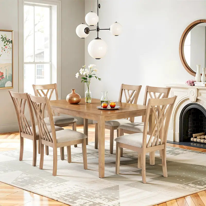 Ensemble table de salle à manger avec 6 chaises, ensemble table et chaises de salle à manger modernes, 1 table et 6 chaises, antidérapant, parfait pour 4 à 6 personnes