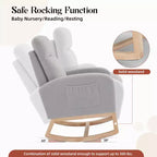 Fauteuil à bascule, fauteuil de nurserie avec dossier haut et pochette latérale, fauteuil à bascule d'appoint avec pieds en bois d'hévéa pour salon/chambre/nurserie