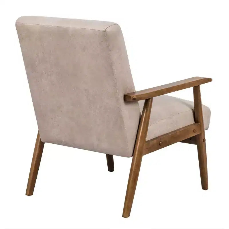Fauteuil d'appoint Okak 25.38 W avec revêtement confortable, fauteuil de lecture en bois massif de style Mid-Century pour salon, chambre à coucher, salle d'attente