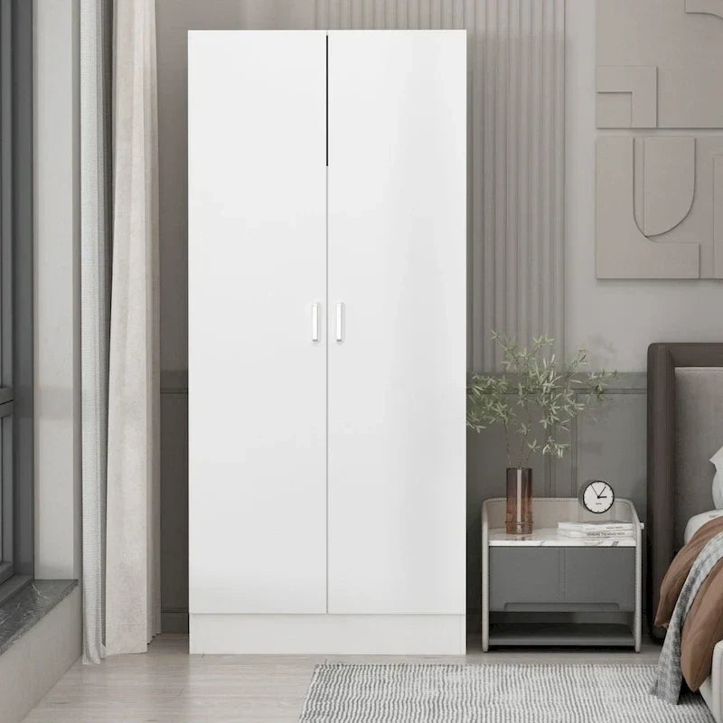 Armoire de chambre autonome à 2 portes avec tringle à vêtements