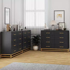Commode à 6 tiroirs pour chambre à coucher avec pieds en métal et poignée dorée, armoire de rangement moderne pour salon, couloir, entrée