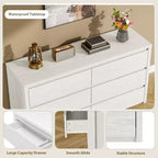 Commode large en bois à 6 tiroirs - Meuble de rangement moderne sans poignée pour chambre, salon, couloir et entrée, grande commode.