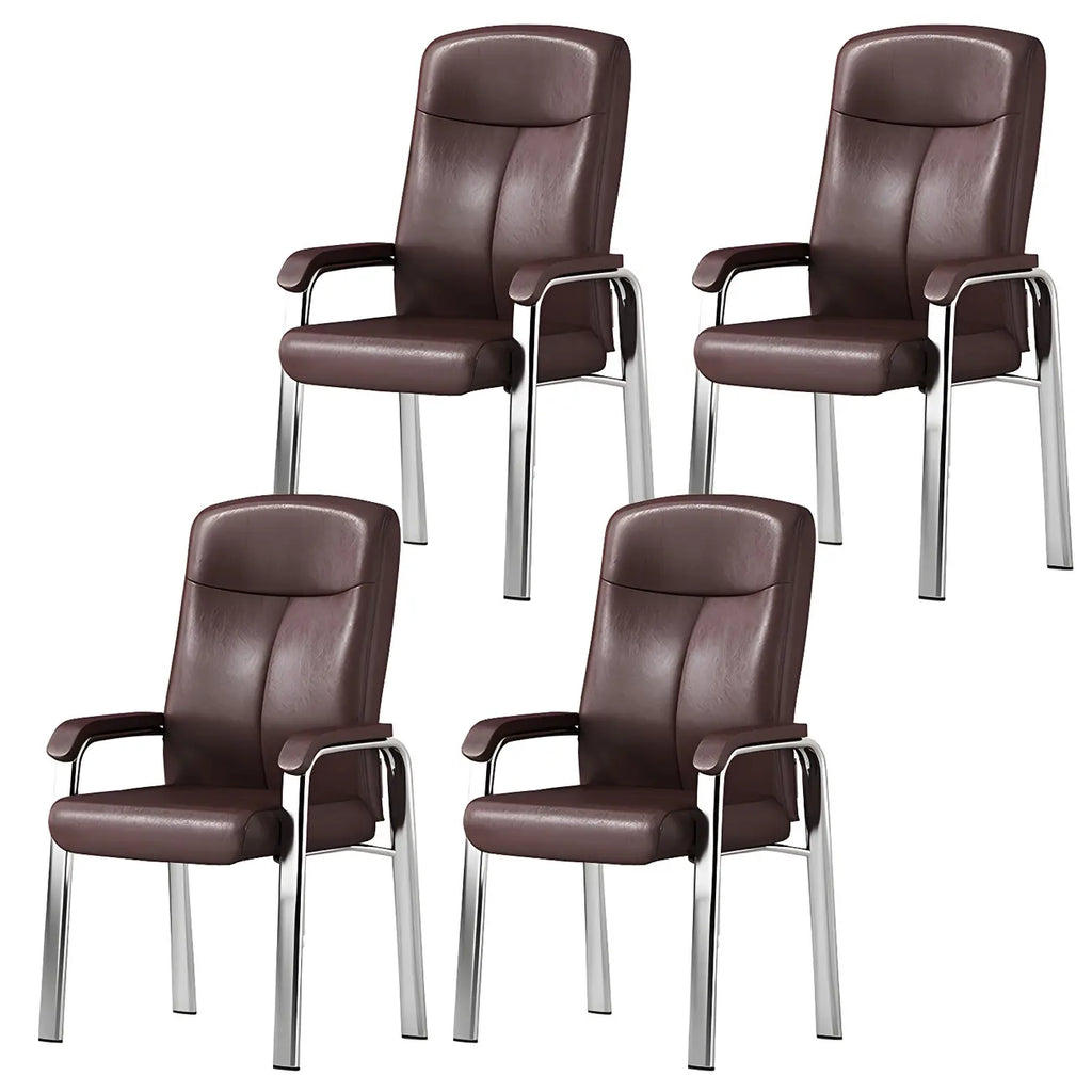 Chaise de bureau HomeyFad moderne en cuir et métal à 4 pieds avec accoudoirs