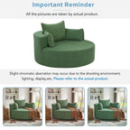 Fauteuil baril accent en chenille, Fauteuil de salon, Fauteuil rond avec base pivotante à 360 degrés et 3 coussins amovibles