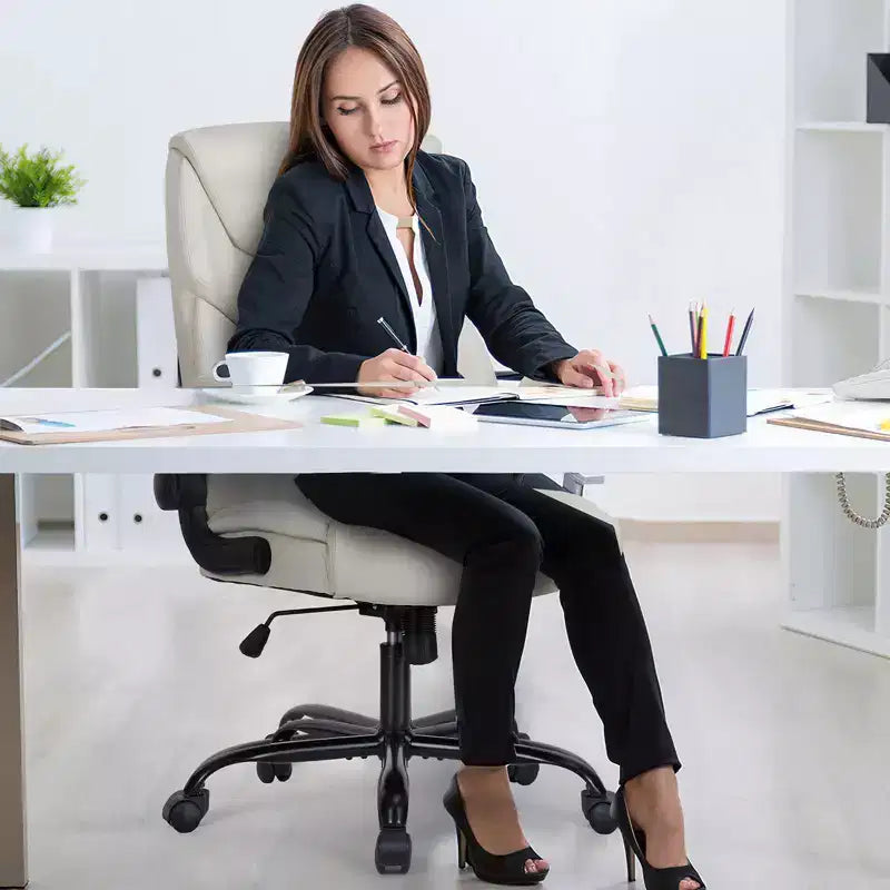 Chaise de bureau ergonomique TUYOHW avec accoudoirs relevables réglables, chaise d'ordinateur pivotante avec soutien lombaire et base en métal, chaise Criss Cross pour la maison