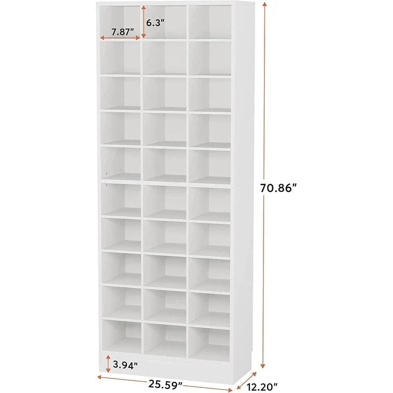 Meuble à chaussures haut 30 paires, étagère de rangement à chaussures en bois blanc 10 niveaux pour placard, entrée - 10 niveaux