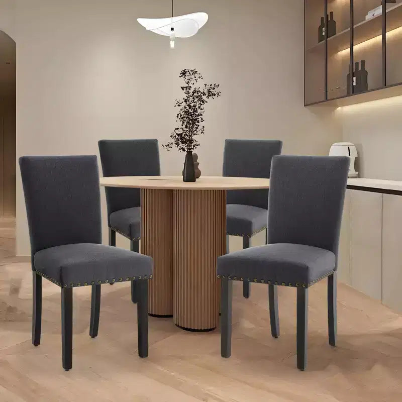 Lot de 2 chaises de salle à manger modernes, chaises de cuisine en tissu rembourré avec garniture cloutée, chaises de salle à manger confortables pour petit appartement, maison