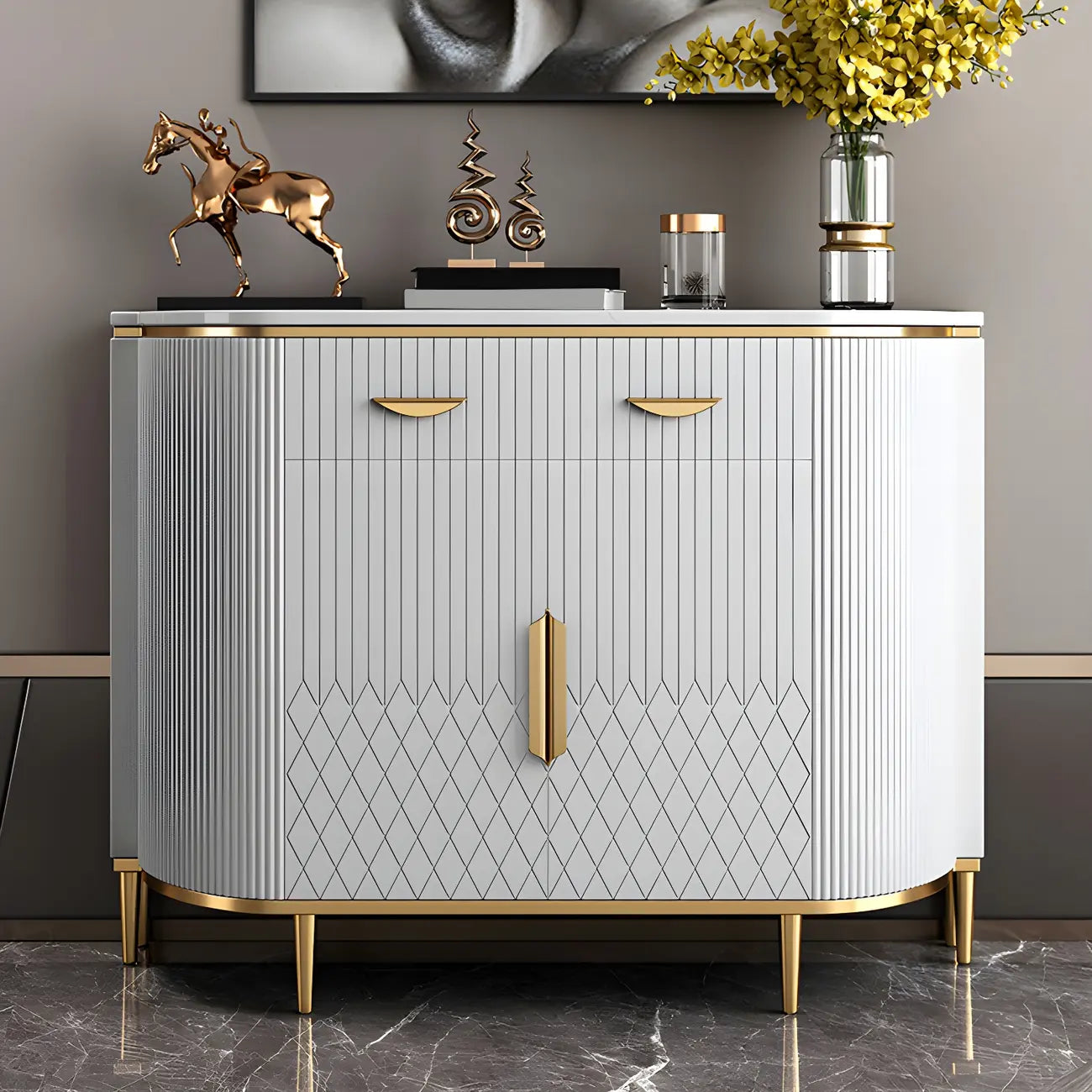 Buffet Glam Marble gris avec rangement