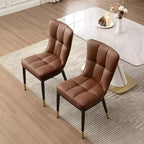 Bekrvio Lot de 6 chaises de salle à manger, modernes, rembourrées, en similicuir, avec haut dossier, pieds en métal, chaises de cuisine sans accoudoirs pour salon et salle à manger